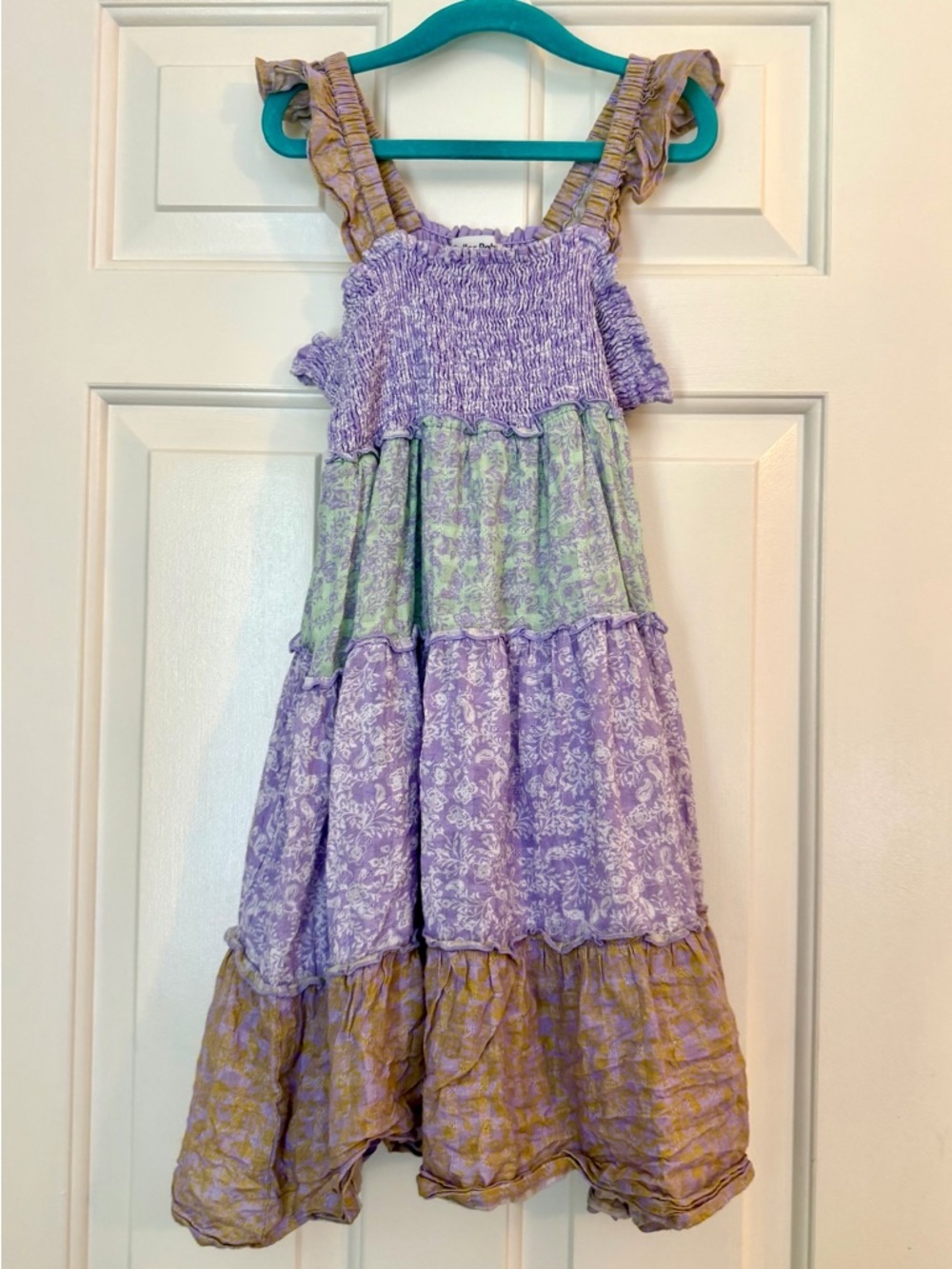 Roller Rabbit Lavender, Green & Tan Tiered Smocked Sundress